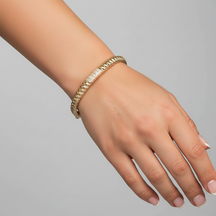 Gilded Radiance Diamond Bangle Bracelet in 14K Yellow Gold
