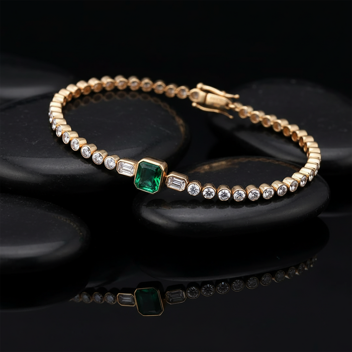 Heirloom Style Tennis Bracelet in 14K Gold