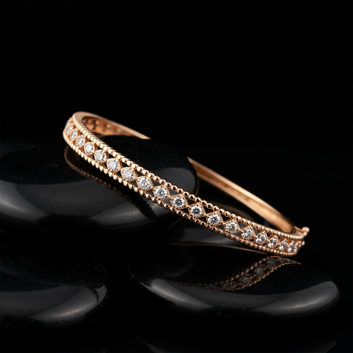 Golden Weave Diamond Textured Bracelet in 14K Yellow Gold
