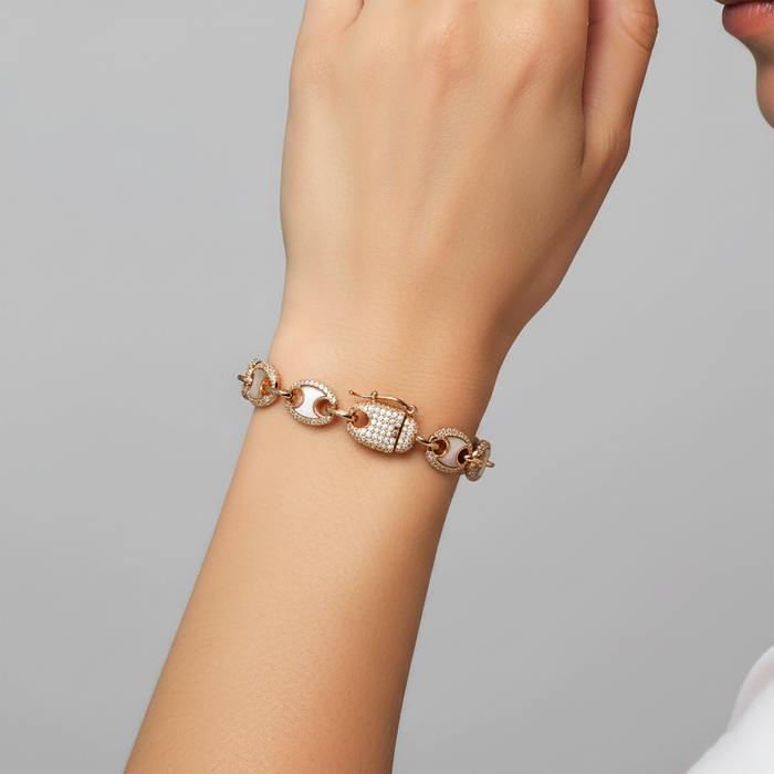 Galaxy Thread Diamond Link Bracelet in 14K Yellow Gold