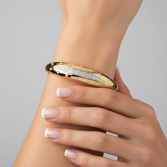 Floral Radiance Bangle Bracelet in 14K Yellow Gold