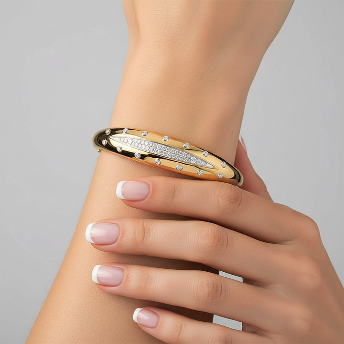 Floral Radiance Bangle Bracelet in 14K Yellow Gold