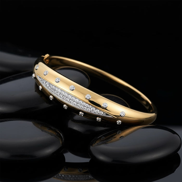 Floral Radiance Bangle Bracelet in 14K Yellow Gold