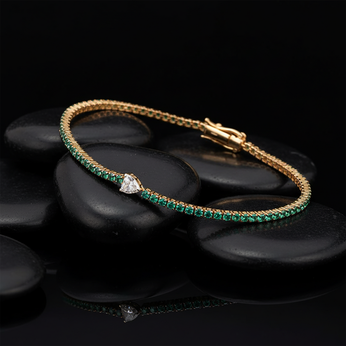 Fancy Ruby Diamond Tennis Bracelet in 14K Yellow Gold