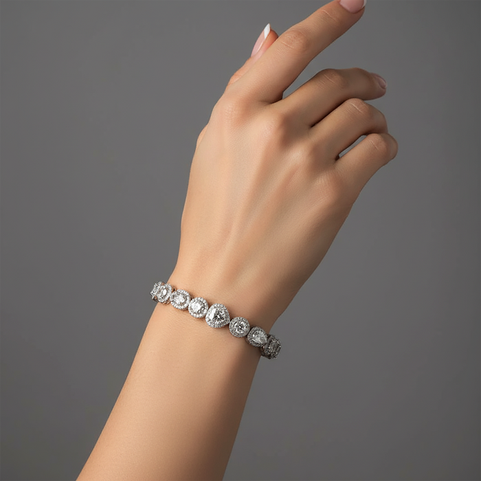 Fancy Diamond Tennis Bracelet in 18K White Gold