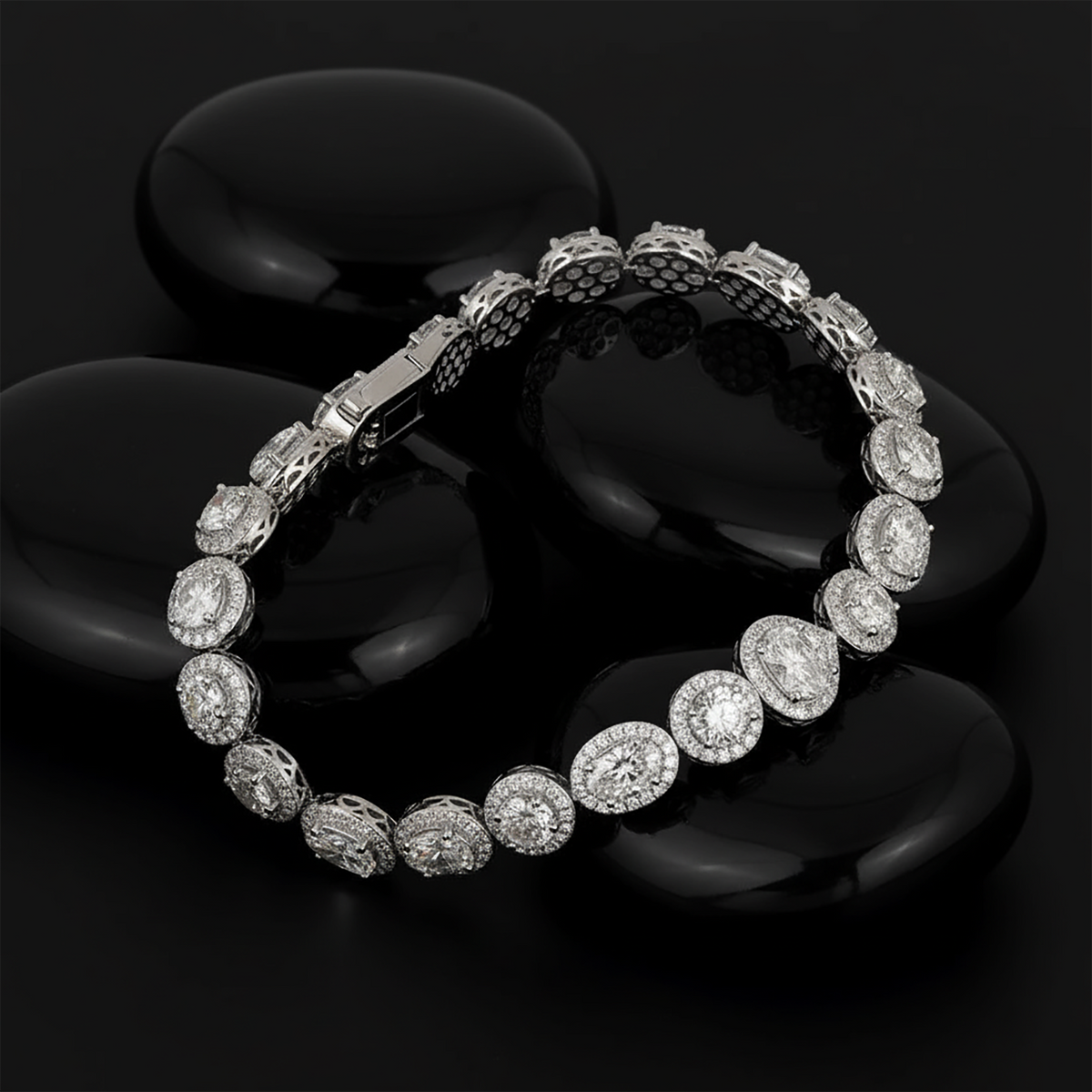 Fancy Diamond Tennis Bracelet in 18K White Gold