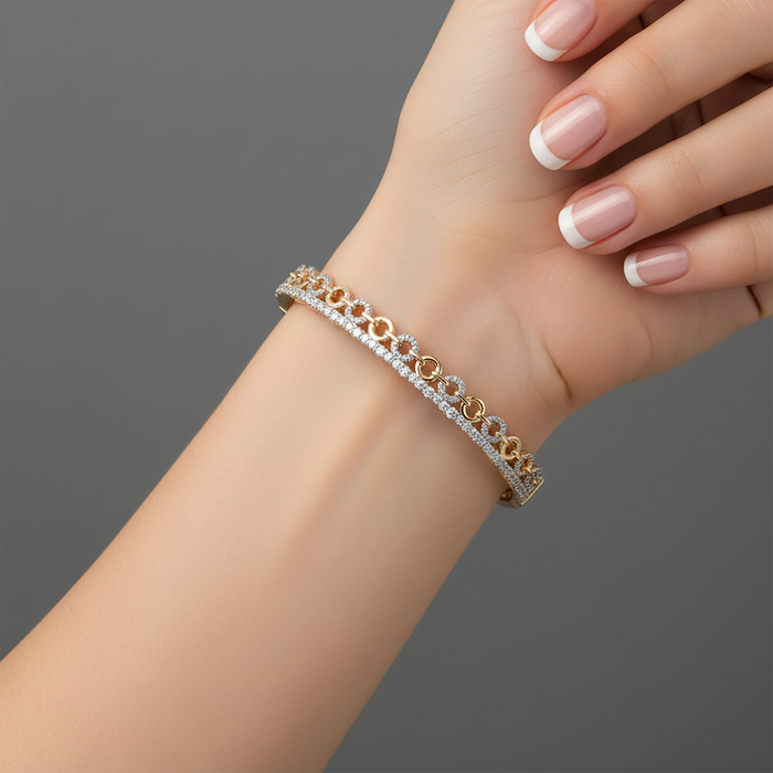 Everlasting Shine Diamond Bangle Bracelet in 14K Yellow Gold