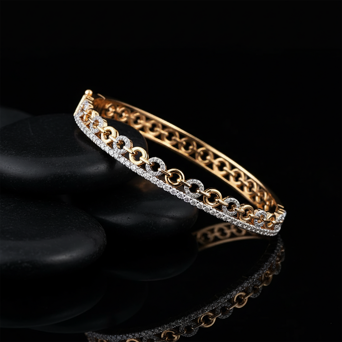 Everlasting Shine Diamond Bangle Bracelet in 14K Yellow Gold