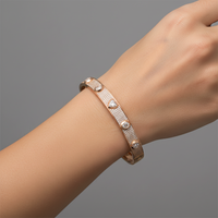 Charm Everlasting Diamond Bangle Bracelet in 14K Yellow Gold