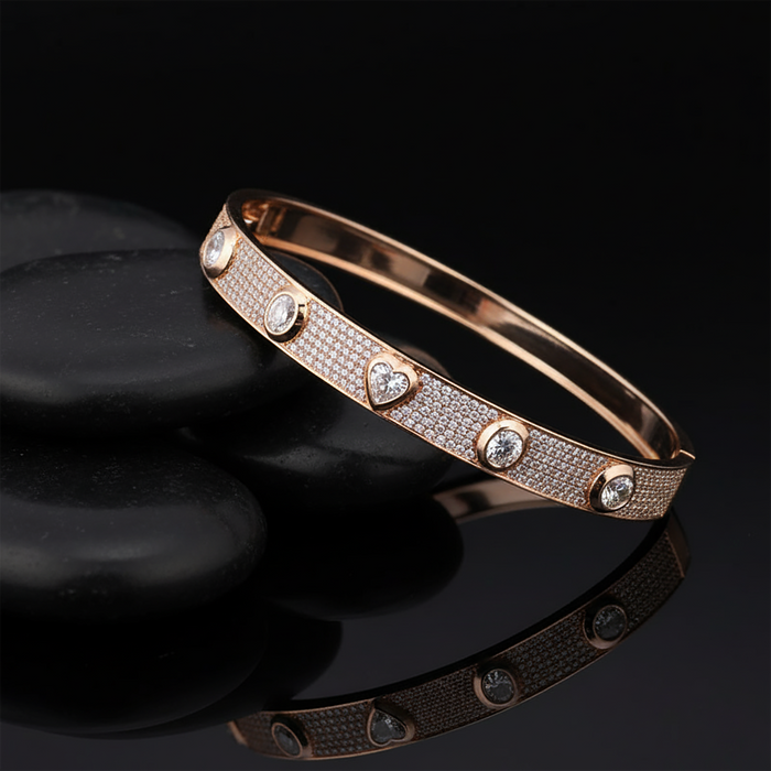 Charm Everlasting Diamond Bangle Bracelet in 14K Yellow Gold