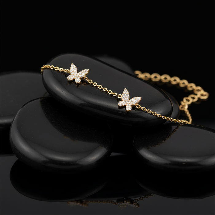 Butterfly Dreams Diamond Chain Bracelet in 14K Gold