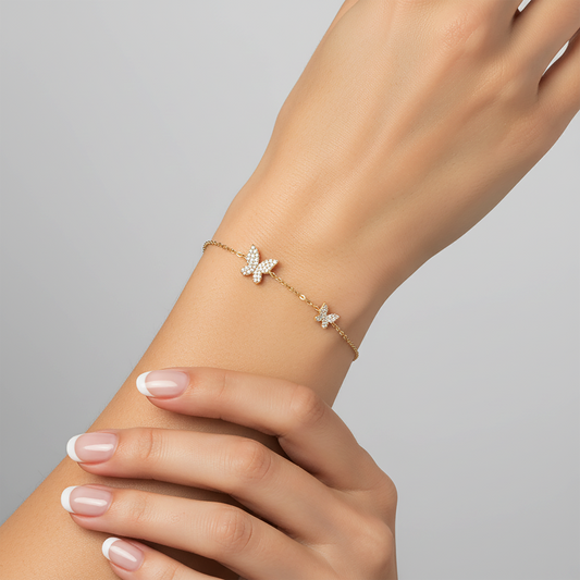 Butterfly Dreams Diamond Chain Bracelet in 14K Gold