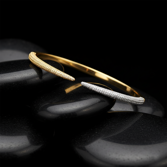 Dual Radiance Open Pave Bracelet in 14K Yellow Gold