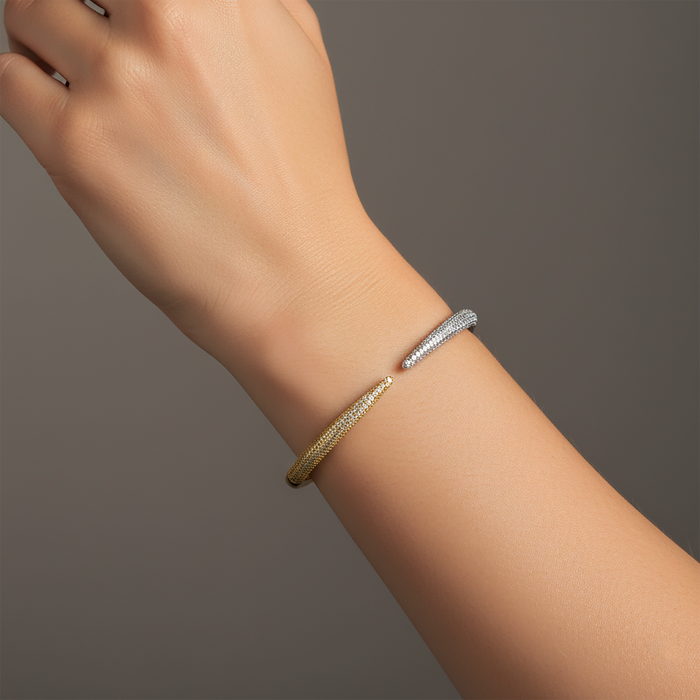 Dual Radiance Open Pave Bracelet in 14K Yellow Gold