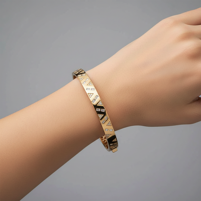 Golden Cipher Geometric Cutout Bracelet in 14K Gold