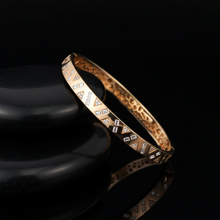 Golden Cipher Geometric Cutout Bracelet in 14K Gold