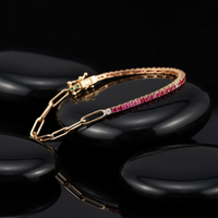 Sunset Prism Pink Sapphire Link Bracelet in 14K Yellow Gold