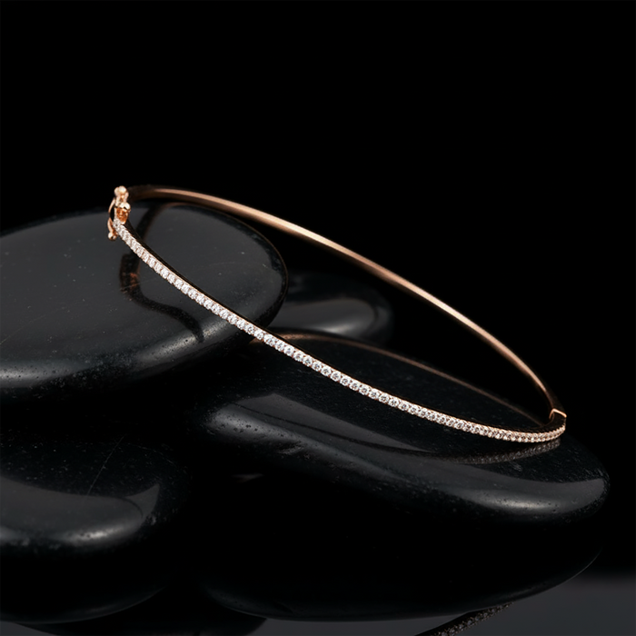 Whisper Thin Diamond Line Bracelet in 14K Rose Gold