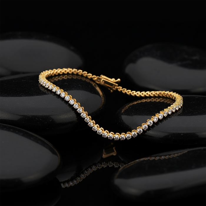 Glamour Pulse Diamond Tennis Bracelet in 14K Yellow Gold