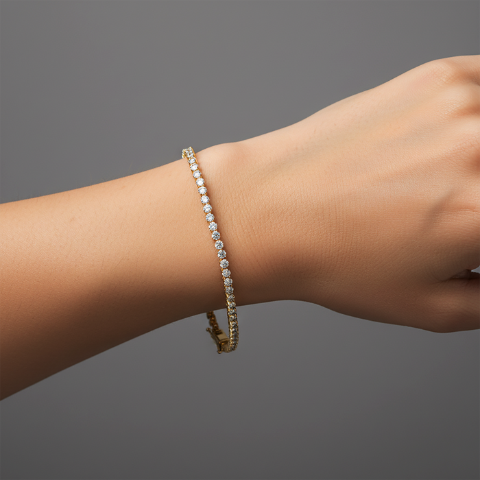 Glamour Pulse Diamond Tennis Bracelet in 14K Yellow Gold