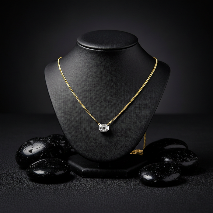 Emerald Cut Diamond Pendant Necklace in 14K Yellow Gold