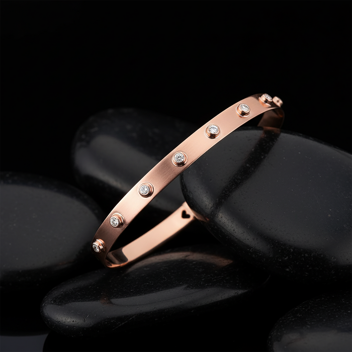 Serene Spark Polished Diamond Bracelet in 14K Rose Gold