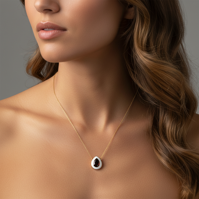 Smoky Topaz Diamond Pendant Necklace in 14K Yellow Gold