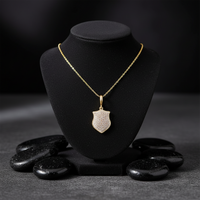 Diamond Shield Charm Pendant Necklace in 14K Yellow Gold