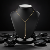 Multi-Sapphire Diamond Star Lariat Necklace in 14K Yellow Gold