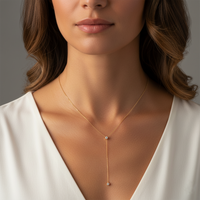 Slim Lariat Diamond Necklace in 14K Yellow Gold