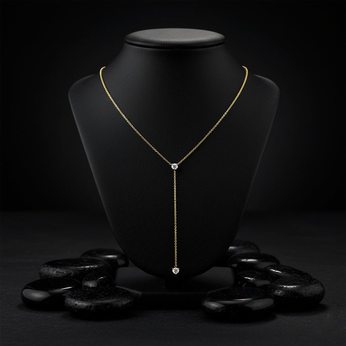 Slim Lariat Diamond Necklace in 14K Yellow Gold