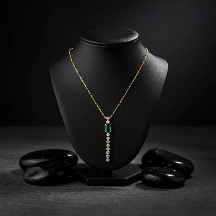 Symphony Diamond Gemstone Necklace in 14K Yellow Gold