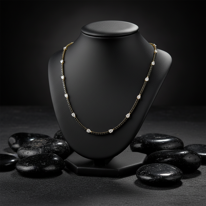 Timepiece Diamond Station Necklace in 14K Yellow Gold