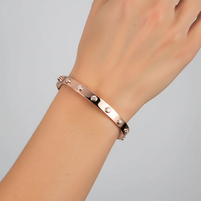 Serene Spark Polished Diamond Bracelet in 14K Rose Gold