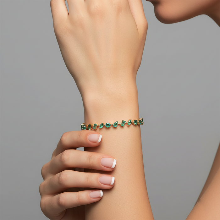 Emerald Topaz Tennis Bracelet in 14K Yellow Gold