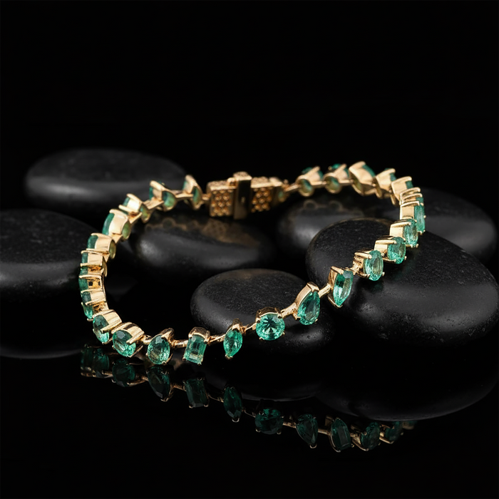 Emerald Topaz Tennis Bracelet in 14K Yellow Gold