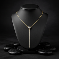 Heart Baguette Diamond Necklace in 14K Yellow Gold