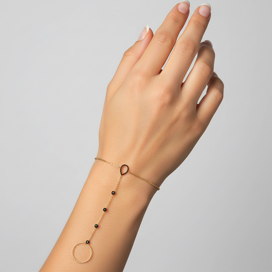 Midnight Mirage Hand Chain Bracelet in 14K Yellow Gold