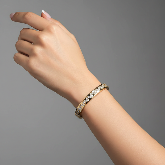 Edwardian Diamond Bangle Bracelet in 14K Yellow Gold