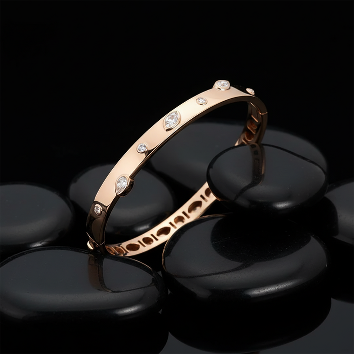 Eclipse Diamond Bangle Bracelet in 14K Yellow Gold