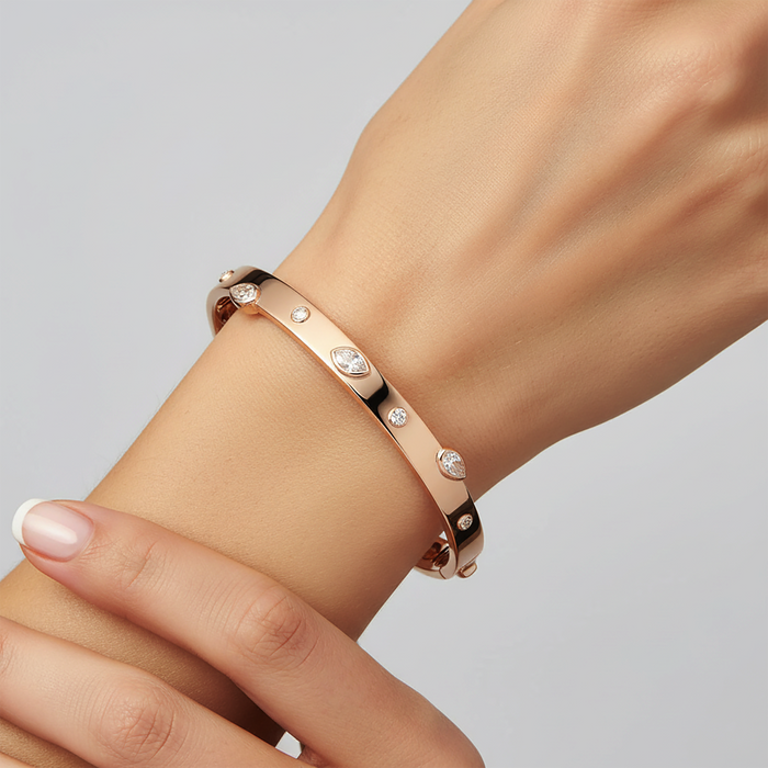 Eclipse Diamond Bangle Bracelet in 14K Yellow Gold