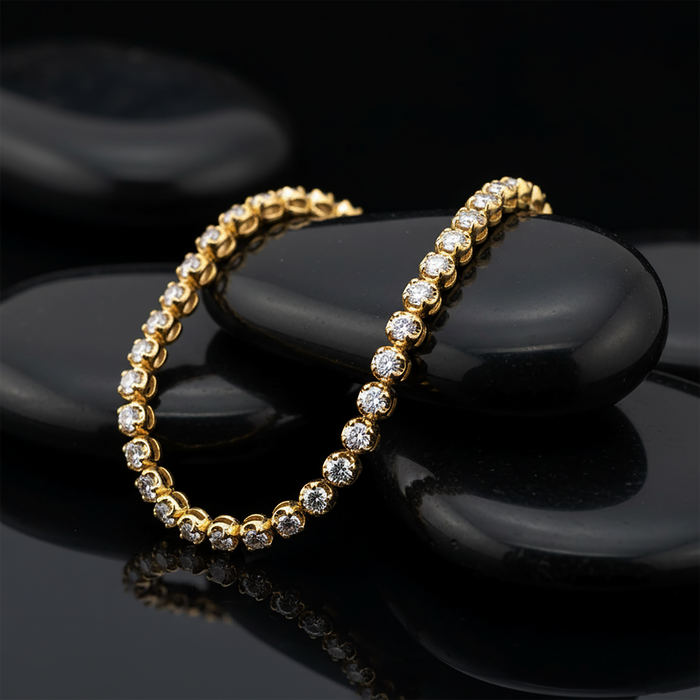 Emerald Elegance Diamond Tennis Bracelet in 14K Yellow Gold