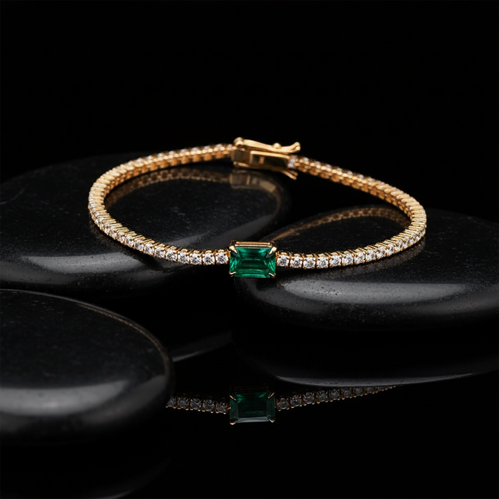 Emerald Muse Diamond Tennis Bracelet in 14K Yellow Gold