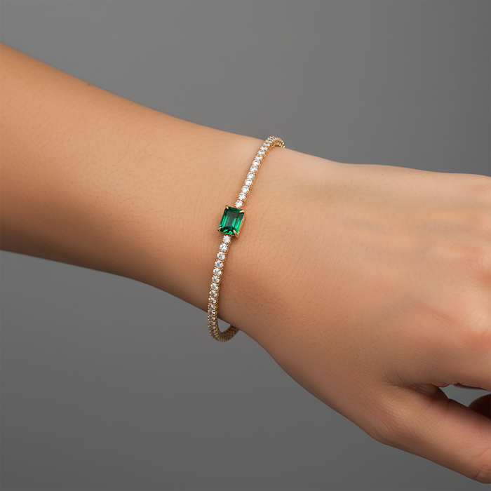 Emerald Muse Diamond Tennis Bracelet in 14K Yellow Gold