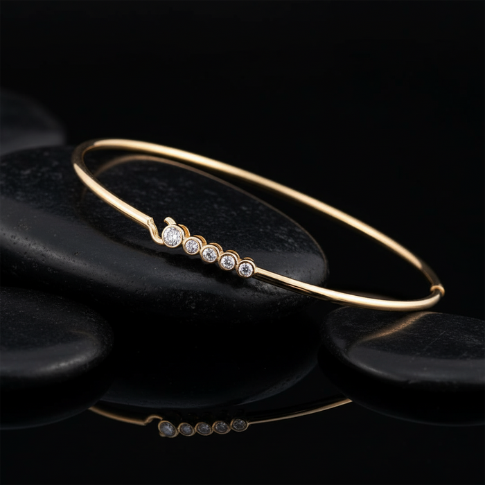 Dusk Radiance Diamond Bangle Bracelet in 14K Yellow Gold