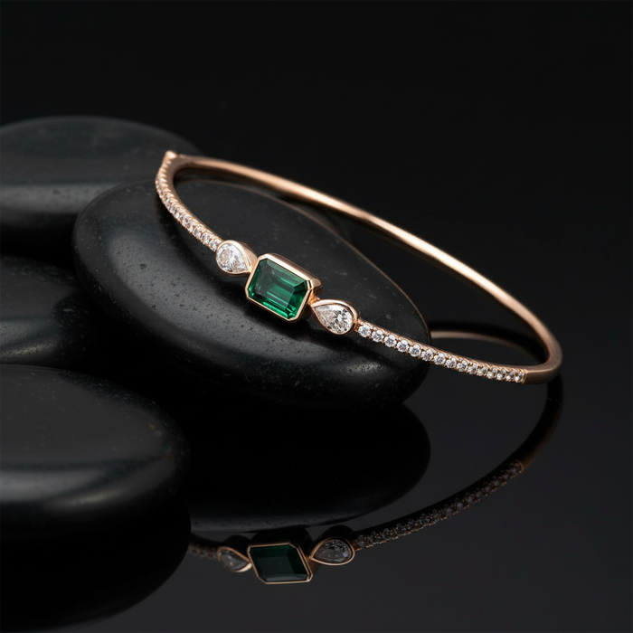 Diamond Zenith Bangle Bracelet in 14K Yellow Gold