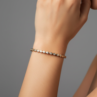 Golden Teardrops Bezel Set Diamond Bracelet in 14K Gold