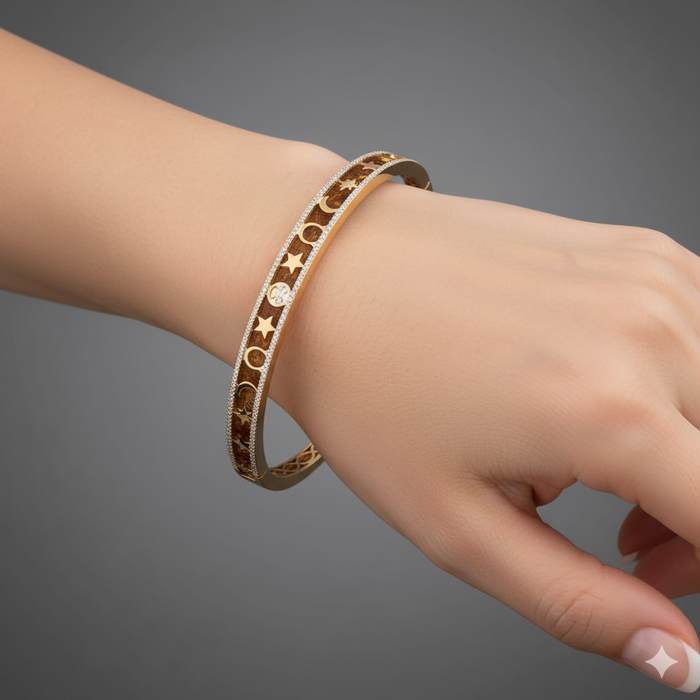 Diamond Round Bangle Bracelet in 14K Yellow Gold