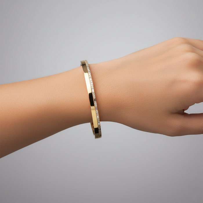 Cosmic Grace Diamond Bangle Bracelet in 14K Yellow Gold