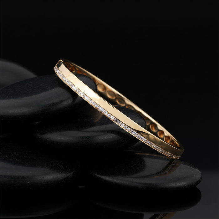 Cosmic Grace Diamond Bangle Bracelet in 14K Yellow Gold